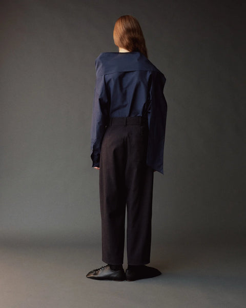 Mijeong Park Silk Blend Tie Neck Blouse | Navy