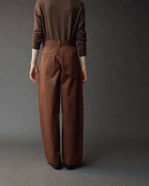 Mijeong Park Mock Neck Cardigan Dark Beige - Front View Showing Mock Neck Roll Detail Fully Buttoned