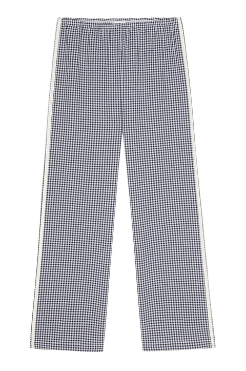 DONNI Cotton Cropped Pant Jet - Back View Showing Elastic Waistband and Soft-Washed Gingham Cotton