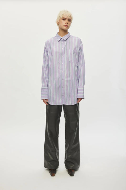 Oval Square Forever Oversized Shirt | Orchid Pinstripe