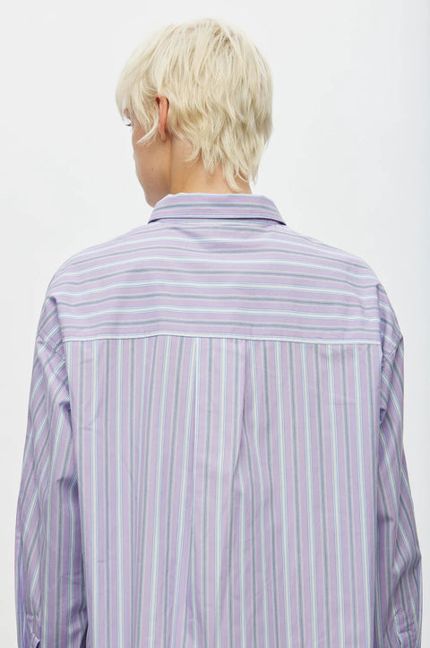 Oval Square Forever Oversized Shirt | Orchid Pinstripe