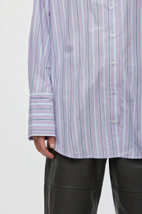 Oval Square Forever Oversized Shirt | Orchid Pinstripe