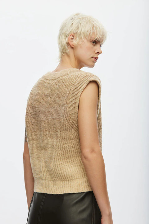 Oval Square Fall Knit Vest | Travertine