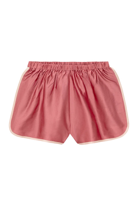 DONNI The Taffeta Racer Stripe Short | Rhubarb
