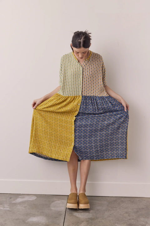 Amente Contrast Midi Dress | Multi-Coloured Plaid