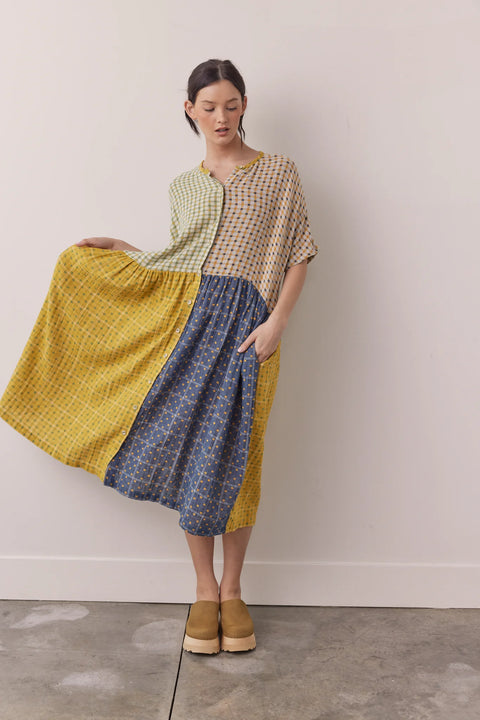 Amente Contrast Midi Dress | Multi-Coloured Plaid