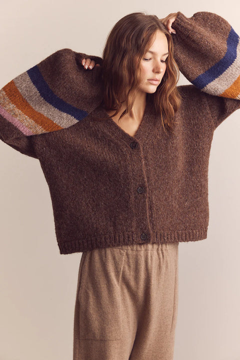 Amente Baby Alpaca Wool Blend Cardigan | Brown/Multi