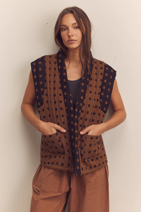 Amente Quilted Tie Waist Vest | Mocha