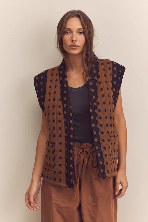 Amente Quilted Tie Waist Vest | Mocha