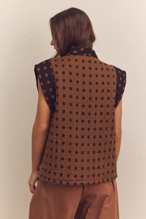 Amente Quilted Tie Waist Vest | Mocha