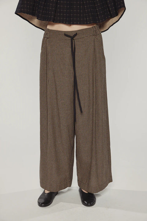 Amente Wide Leg Straight Pants | Black/Khaki