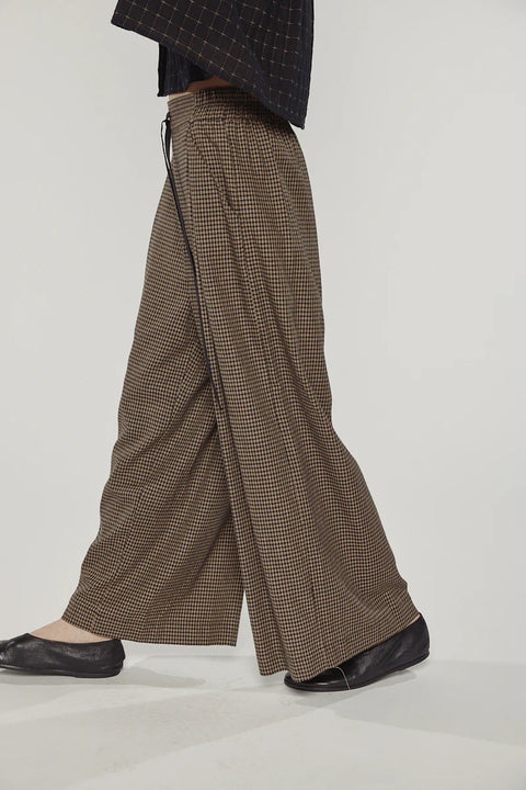 Amente Wide Leg Straight Pants | Black/Khaki