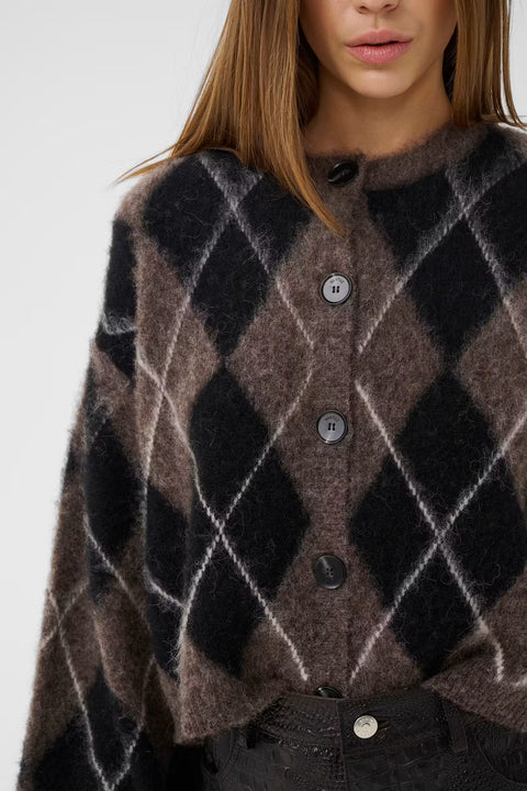 Gestuz Sida Wool Alpaca Cardigan styled open over a slip dress — full outfit