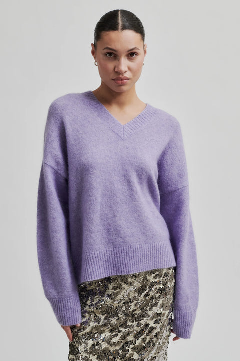 Second Female Brook Knit Loose V-Neck | Daydream