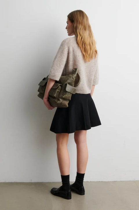 Second Female Andrea Knit Rib Cardigan | Light Beige Melange