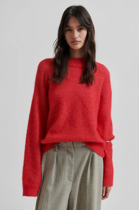 Second Female Brook Knit Drop Shoulder O-Neck | Goji Berry