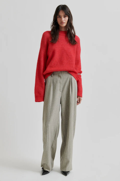 Second Female Brook Knit Drop Shoulder O-Neck | Goji Berry