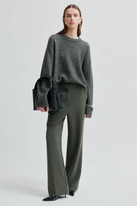 Second Female Brook Knit Drop Shoulder O-Neck | Beluga Grey