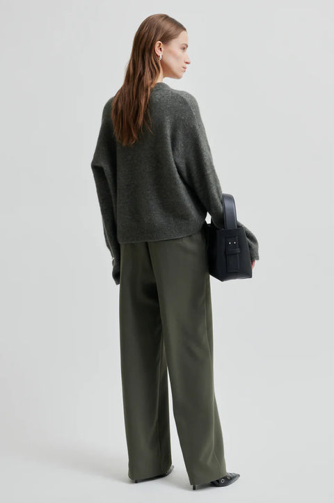 Second Female Brook Knit Drop Shoulder O-Neck | Beluga Grey