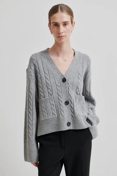 Second Female Alphine Knit Cardigan | Mid Grey Melange