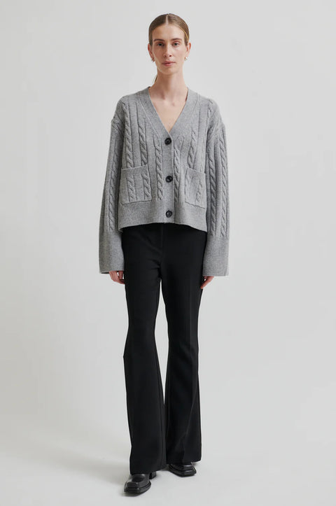 Second Female Alphine Knit Cardigan | Mid Grey Melange
