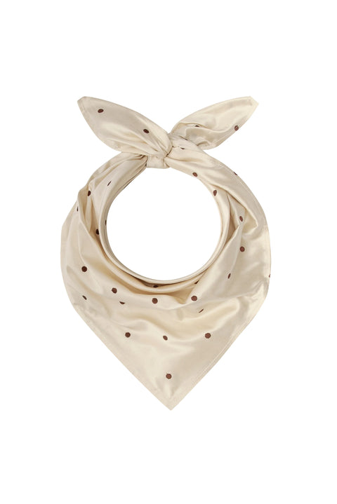 DONNI The Silk Taffeta Headscarf | Creme Walnut Polka Dots