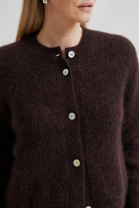 Second Female Andrea Knit Rib Cardigan | Chocolate Plum