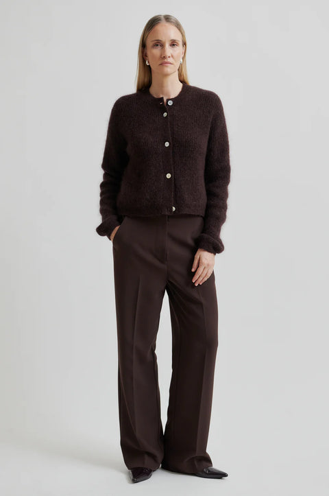 Second Female Andrea Knit Rib Cardigan | Chocolate Plum