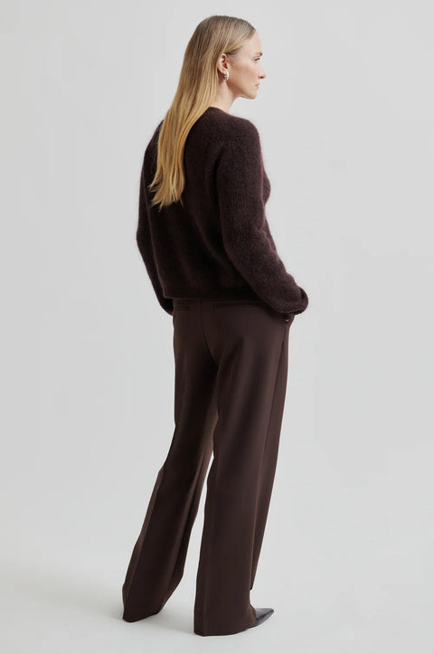 Second Female Andrea Knit Rib Cardigan | Chocolate Plum