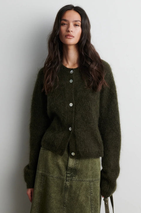 Second Female Andrea Knit Rib LS Cardigan | Black Olive
