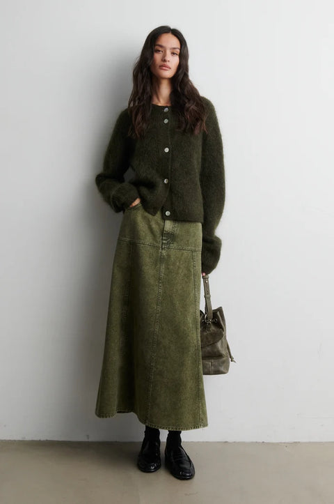 Second Female Andrea Knit Rib LS Cardigan | Black Olive