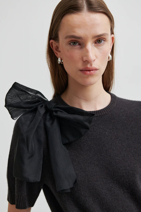 Second Female Leara Knit O-Neck | Black Sand