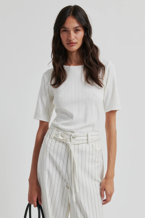 Second Female Second Female Rosia Pointelle Tee in Tofu: featuring cotton, relaxed