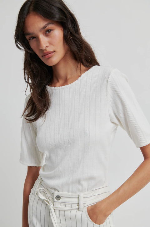 Second Female Second Female Rosia Pointelle Tee in Tofu: featuring cotton, relaxed