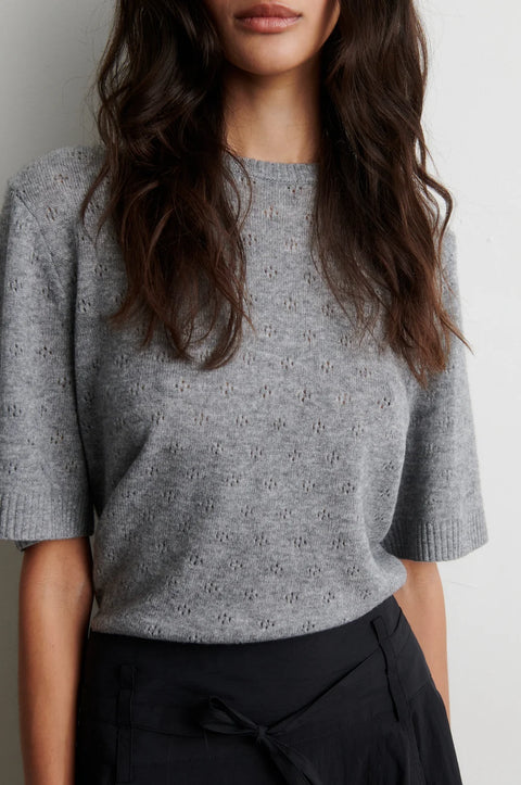 Second Female Amala Knit O Neck | Mid Grey Melange