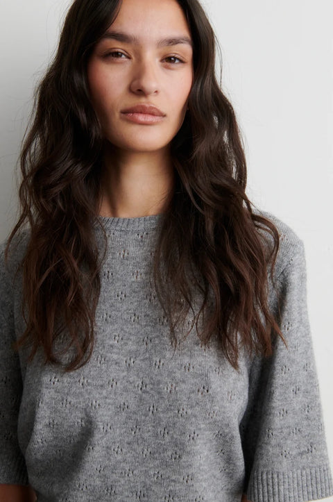 Second Female Amala Knit O Neck | Mid Grey Melange