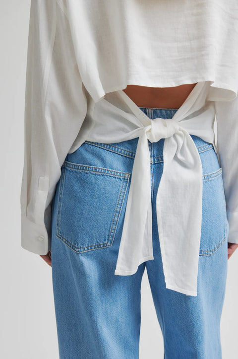 Second Female Veno White Alyssum Shirt - Front View Showing Floral Print, Regular Collar and Long Sleeves