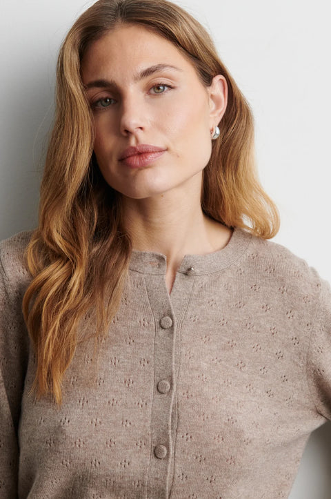 Second Female Amala Knit Cardigan | Mid Brown Melange