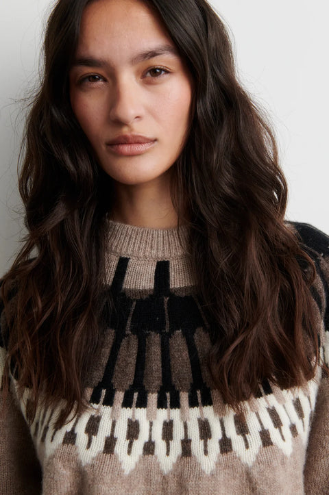 Second Female Arlo Knit O Neck | Beige Melange