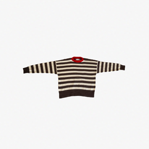 Givéh Stripe Party Sweater – handknit wool cashmere stripe crewneck, flat lay