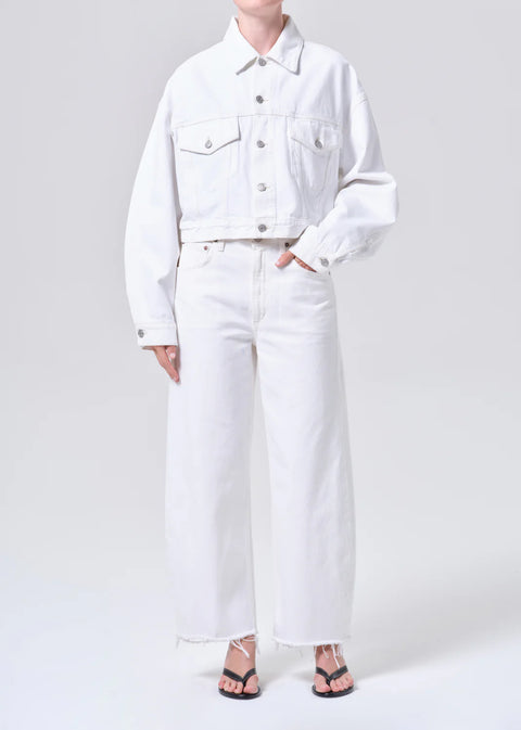 AGOLDE AGOLDE Low Curve Fray Jean in Milkshake: features cotton, relaxed