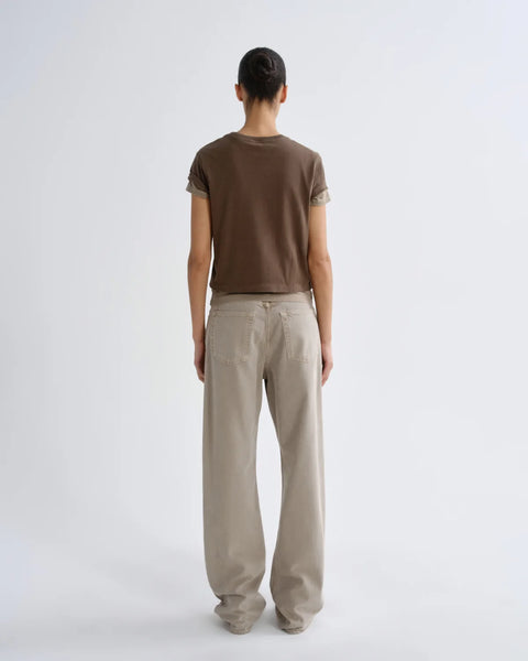 AGOLDE Vintage Loose Flyweight Jean in Cedar - Women's High Rise Relaxed Straight Leg Jean in Soft Taupe Brown Lyocell Cotton Denim with Fluid Drape