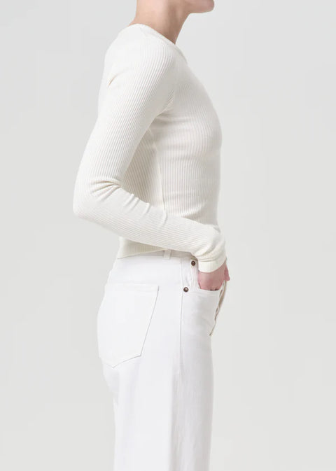 AGOLDE Alma Shrunken Crewneck | Oat Milk