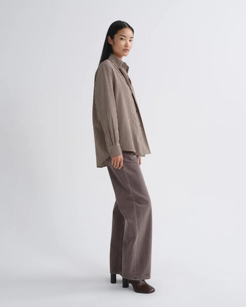 AGOLDE Aris Shirt | Trace Stripe Chocolate with Taupe