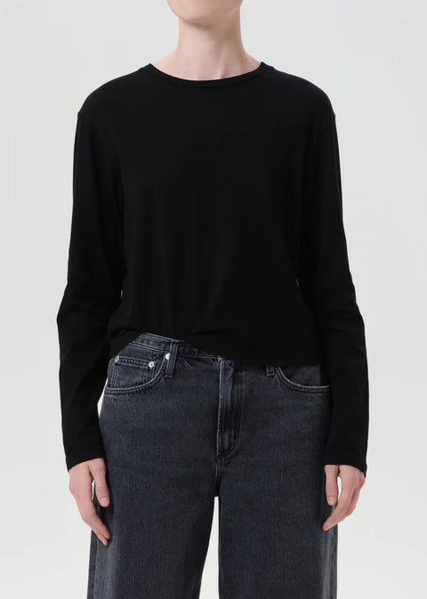 Black organic cotton AGOLDE Sydney relaxed long sleeve tee