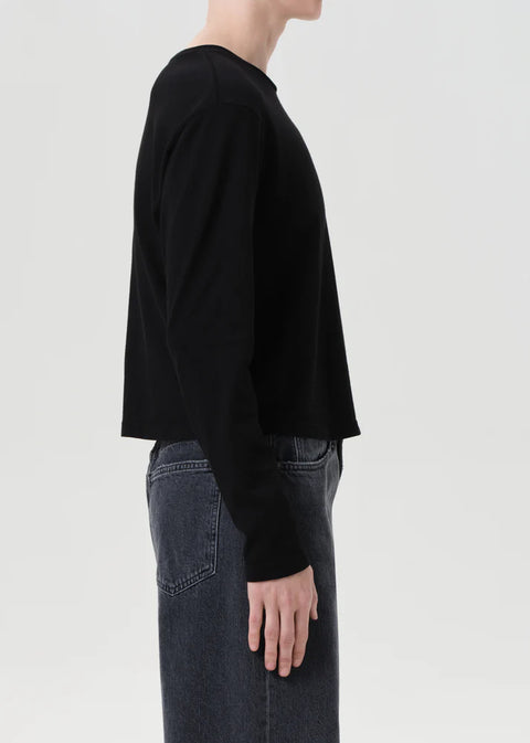 Black organic cotton AGOLDE Sydney relaxed long sleeve tee 
