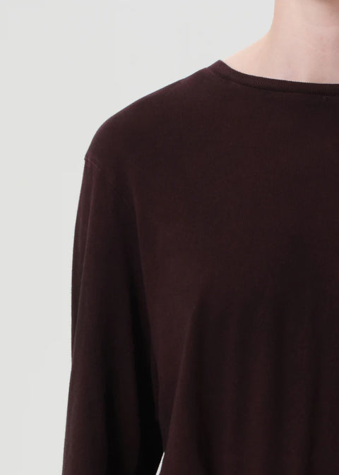Dark burgundy organic cotton AGOLDE Sydney relaxed long sleeve tee