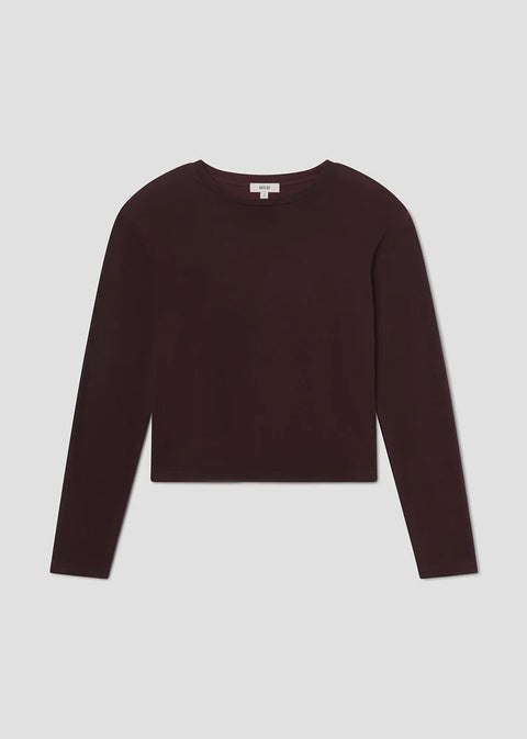 Dark burgundy organic cotton AGOLDE Sydney relaxed long sleeve tee