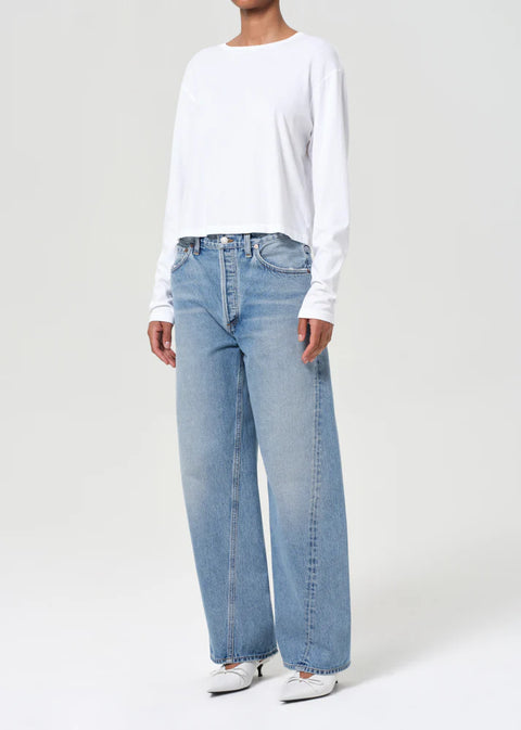 White organic cotton AGOLDE Sydney relaxed long sleeve tee
