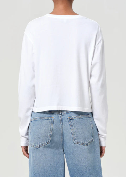 White organic cotton AGOLDE Sydney relaxed long sleeve tee